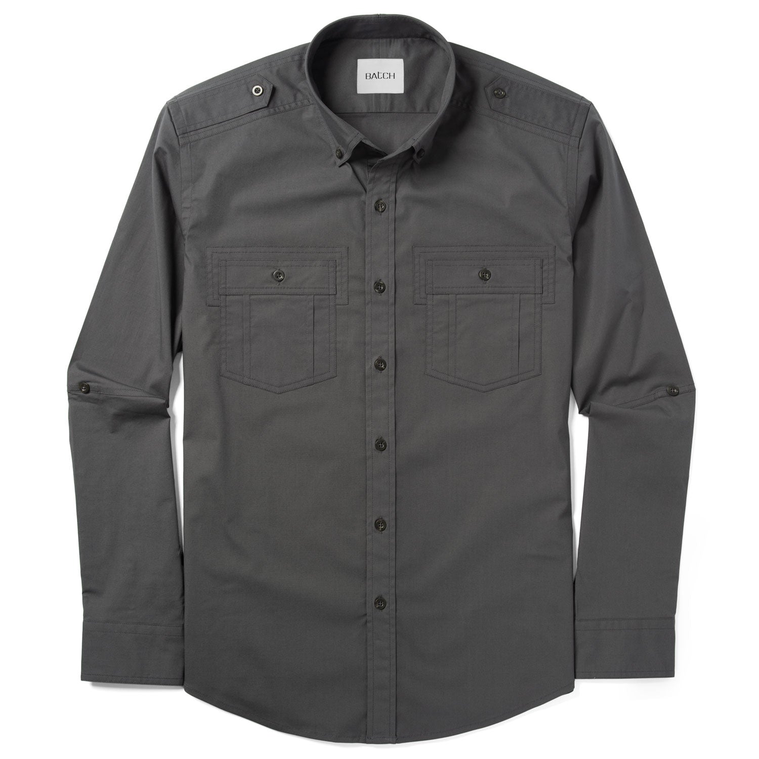 Men's Utility Shirt - Finisher in Slate Gray Stretch Poplin | Batch