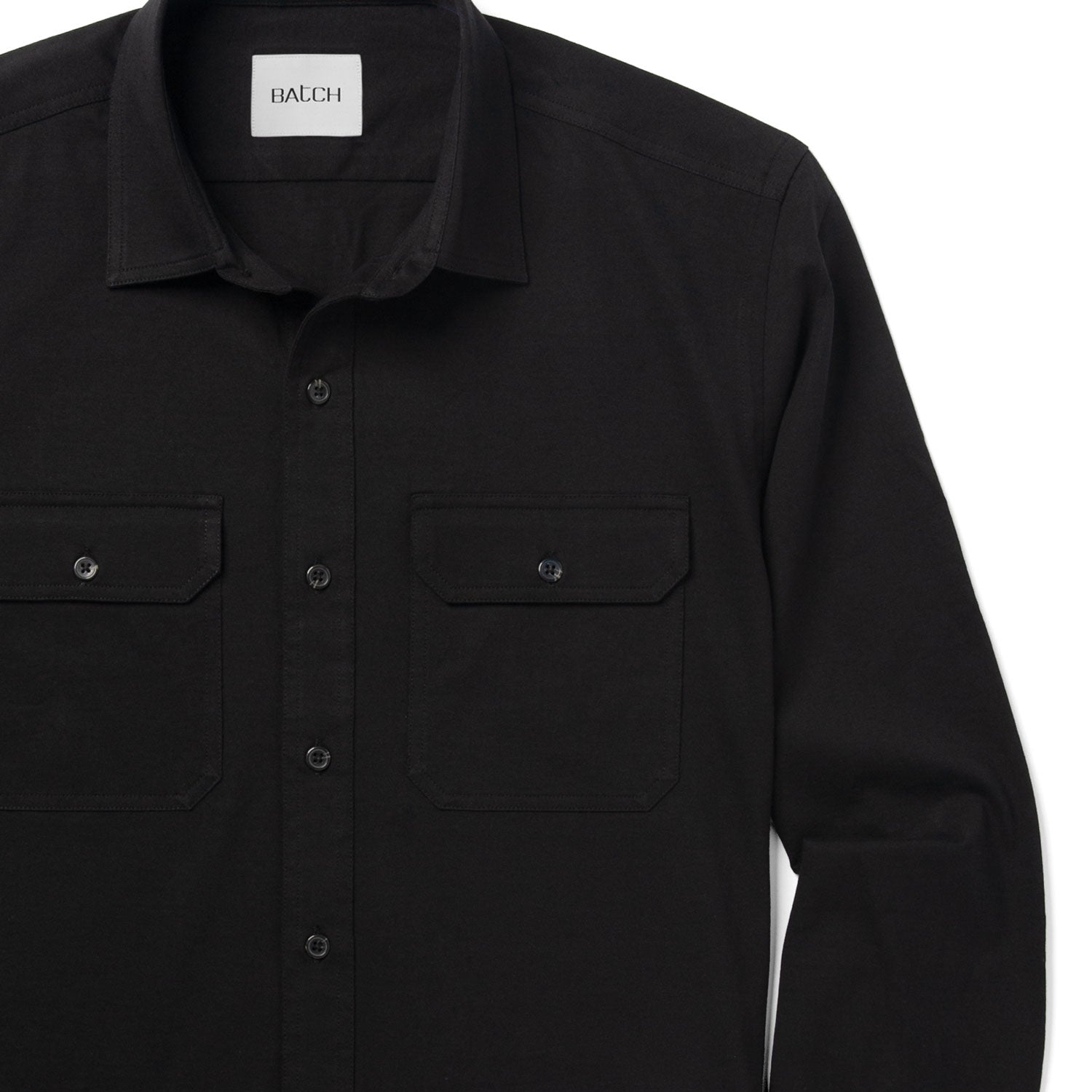 Batch Men's Utility Shirt - Constructor in Black Cotton Jersey | Batch