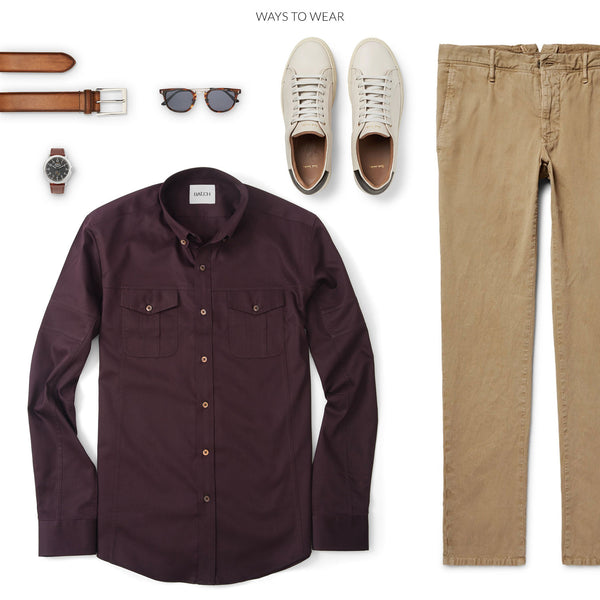 Men's Utility Shirt - Editor in Dark Burgundy | Batch