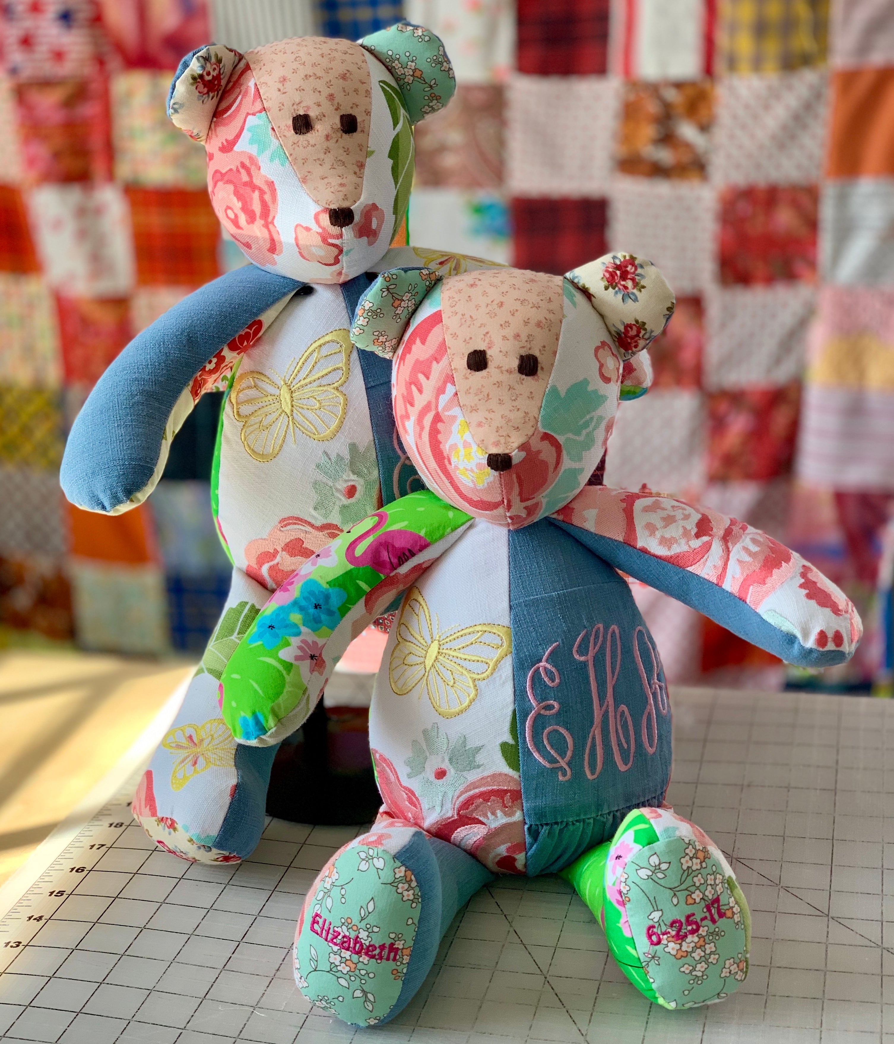 A Simple Memory Bear made with one shirt, The Patchwork Bear