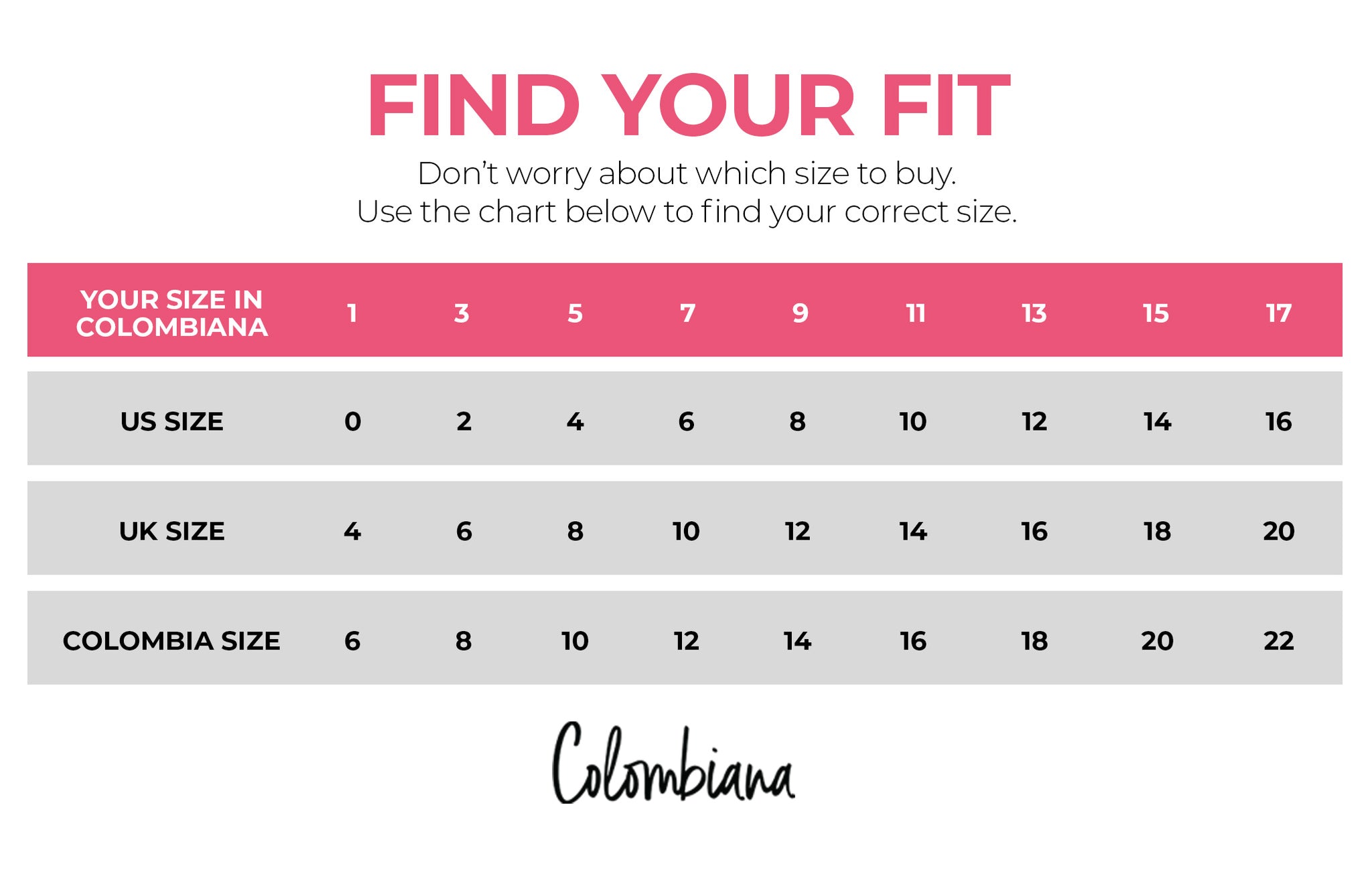 Colombia Moda Canada - Tabla de Tallas / Jeans size Chart