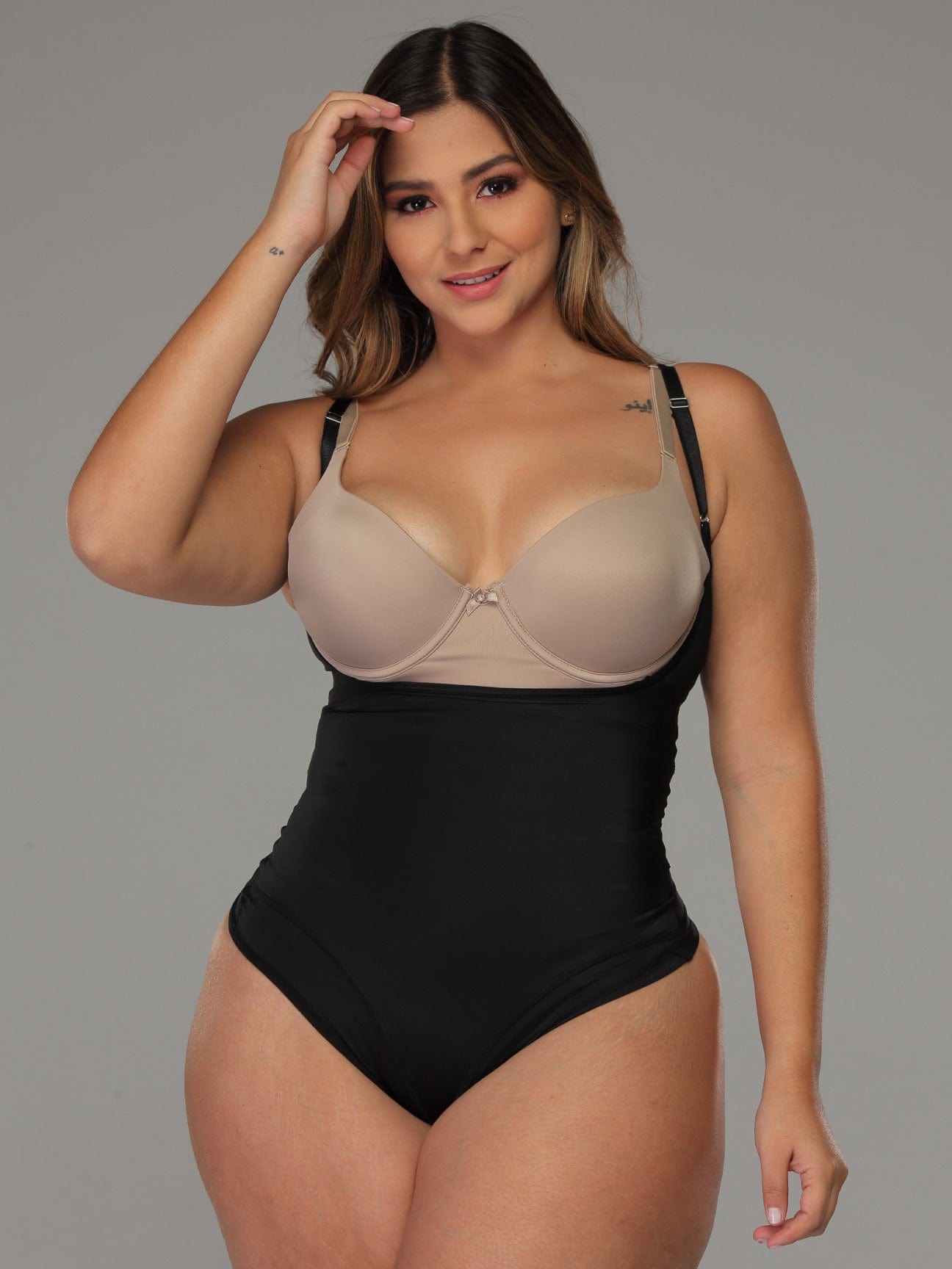 CLZOUD Plus Size Bra and Panty Sets for Curvy Women Black Nylon,Spandex  High Compression Body Shaper Lace Colombian Fajas Shapewear Bodysuit Fajas