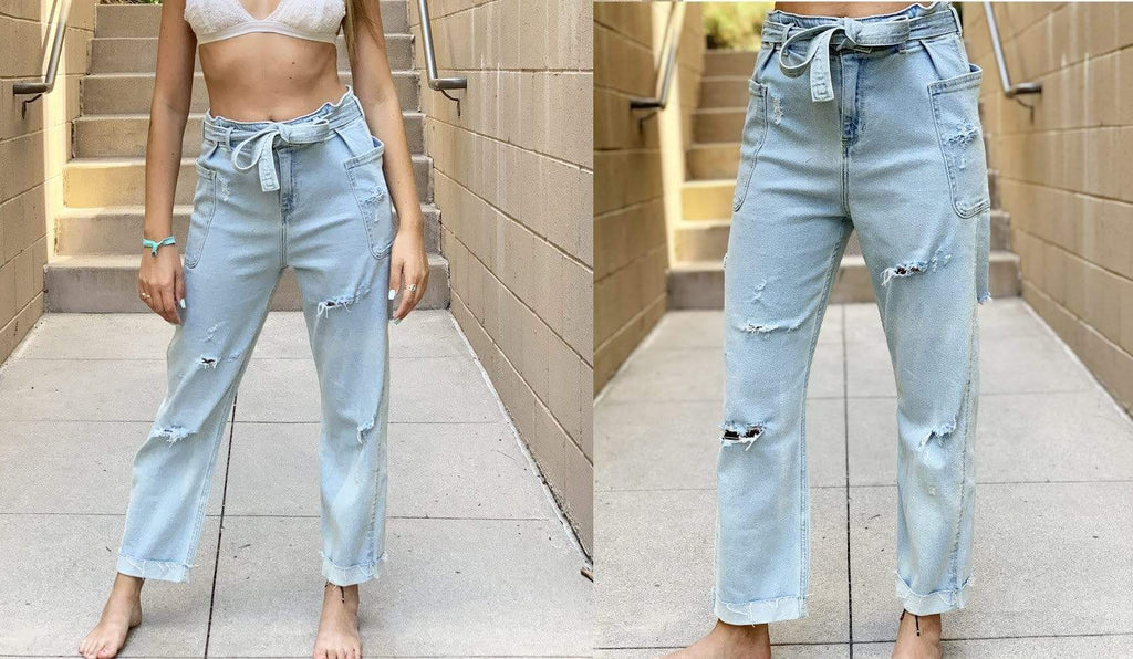 distressed denim jean