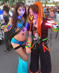 Japanese ravers meeting up at a music festival 