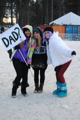 rave girls having fun in the snow at snowglobe