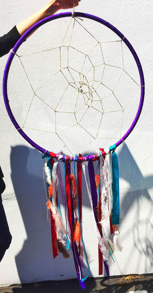 finished multicolored giant dream catcher