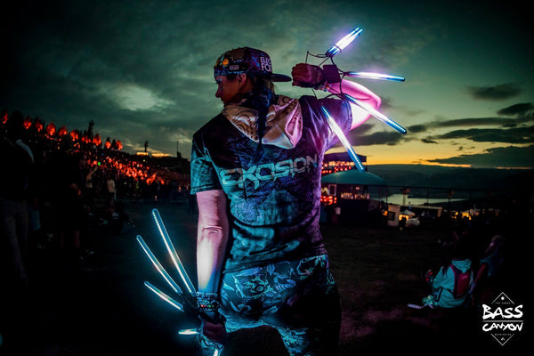 Raver with light up LED lights during Bass Canyon 2018
