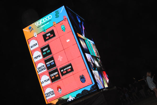 electronic display of the my voodoo adventure festival schedule 