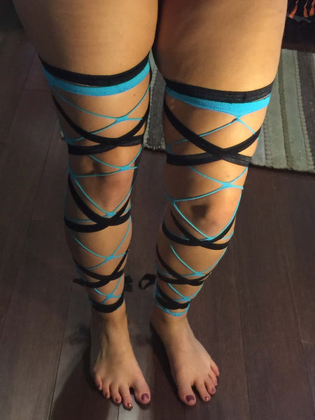 Jumbo Net Thigh Highs with leg wraps underneath