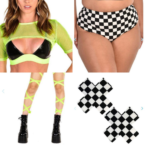 Checker rave outfit