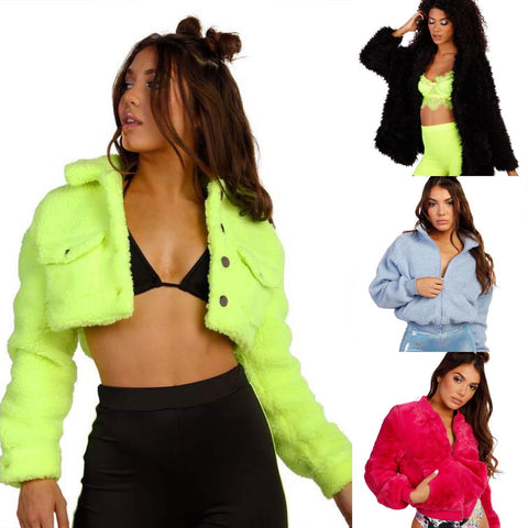 Neon Faux Fur Coats 