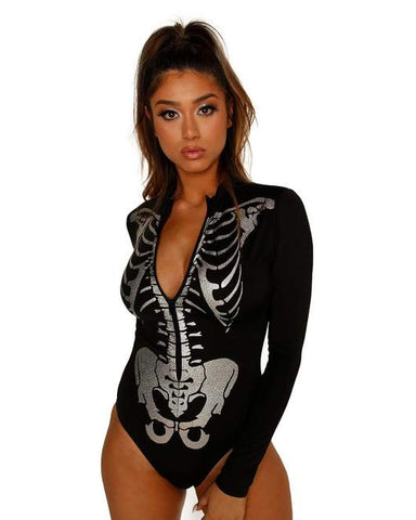 Skeleton Long Sleeve Bodysuit for Halloween