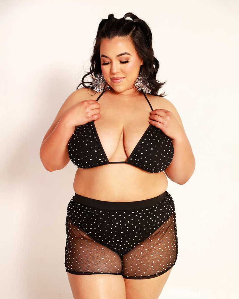 Tempt Me Stud Two Piece Short Set-Curve1-Black-Front--Silvia---1X