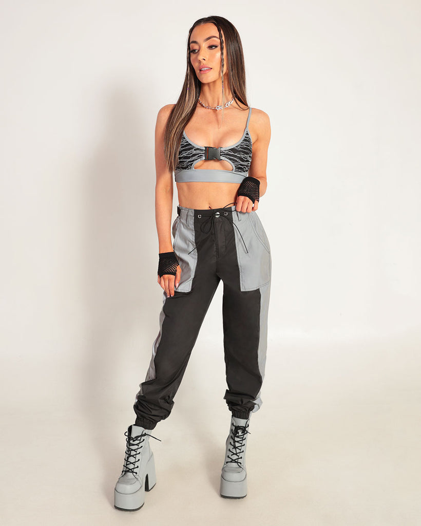 Time 2 Get Lit Reflective Cargo Joggers-Black-Full--Hannah---S