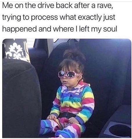 Toddler in Backseat Rave Meme
