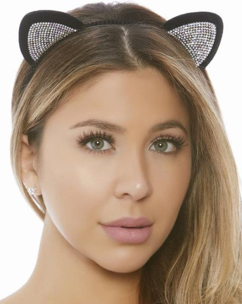 Black and Silver Glitzy Cat Ears