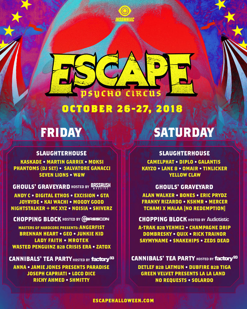 Escape Halloween Lineup by Stage 