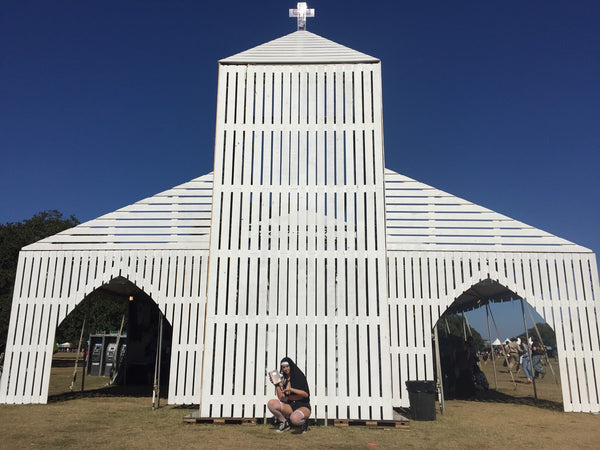 Person dressed up as a nun at Voodoo Music Festival in New Orleans, Louisiana 