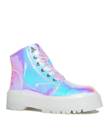 Iridescent Holographic YRU Slayr Atlantis Rave Boots