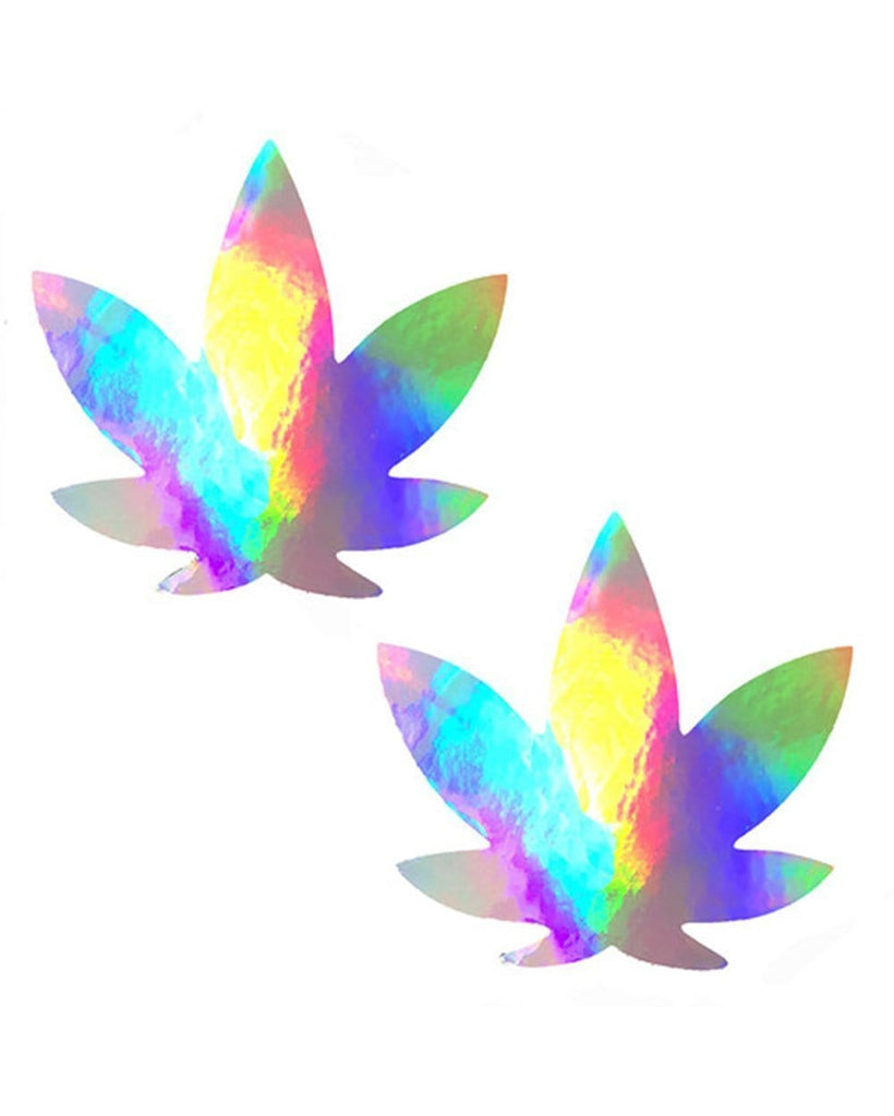 Neva Nude Holographic Weed Leaf Pasties