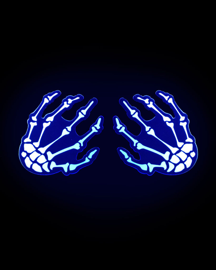 Pastease Glow in the Dark Skeleton Hands Pasties-Black-Glow