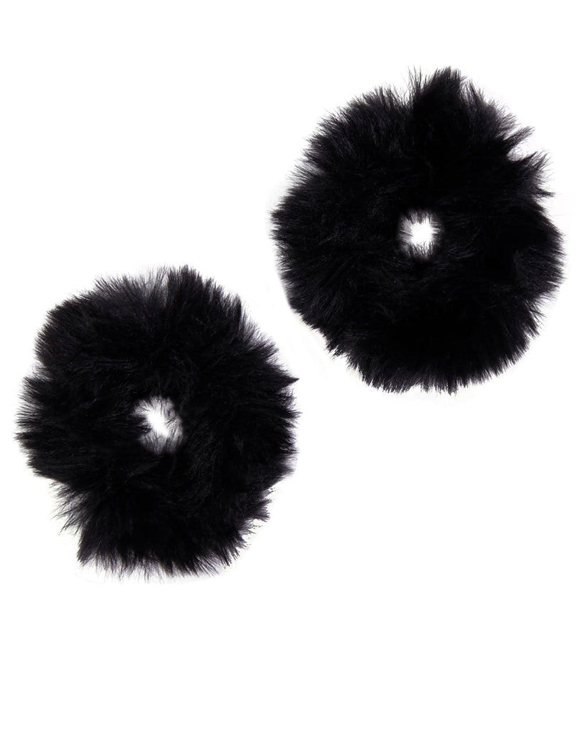 savormeditation Ultra Furry Scrunchies-Black-Front