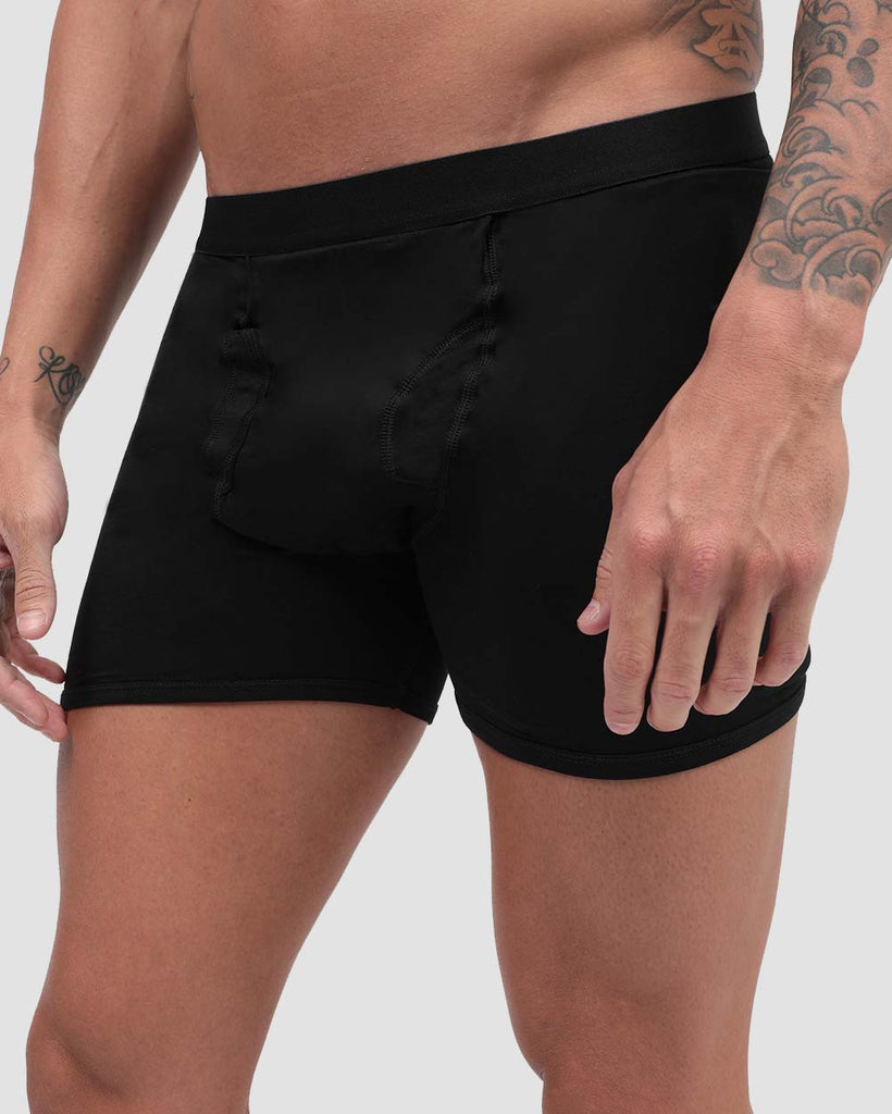 Hidden Pocket Men's Boxer Briefs-Black-Side--Zach---L