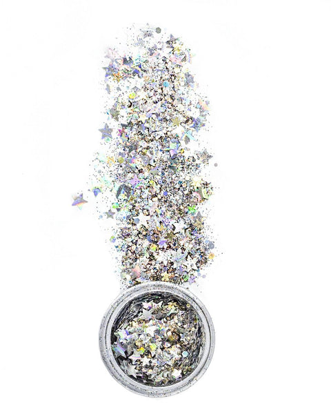 silver star body glitter 