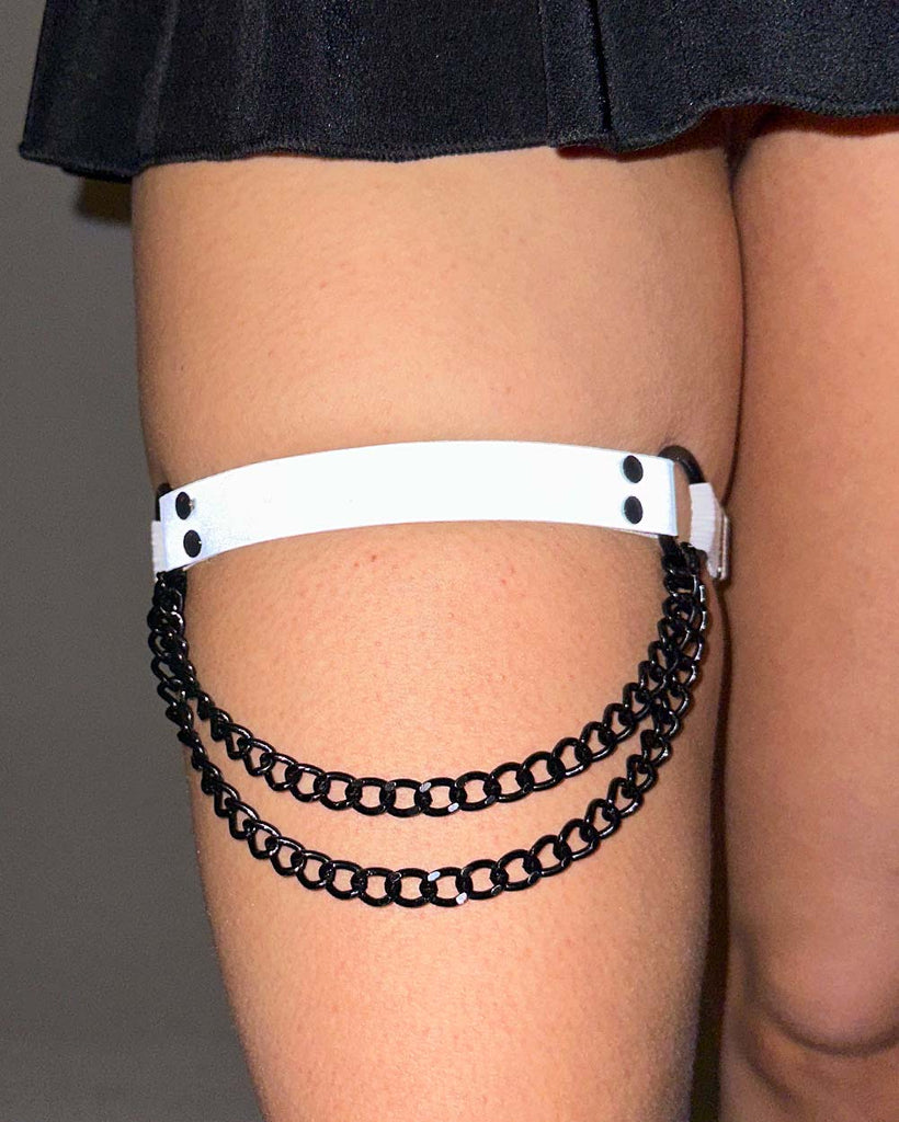 X-Quisite Chain Reflective Leg Garter-Silver-Reflective