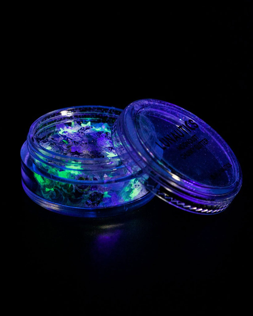 Lunautics Zenon UV Reactive Glitter-Silver/Hologram-UVoff-TopOff