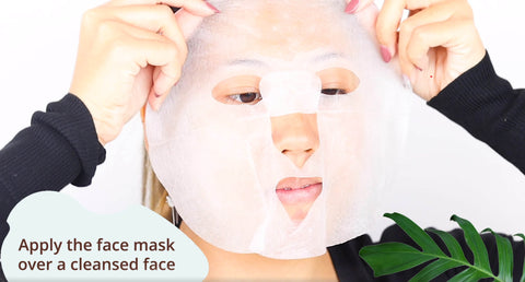Apply Hanalei sheet face mask to a cleansed face