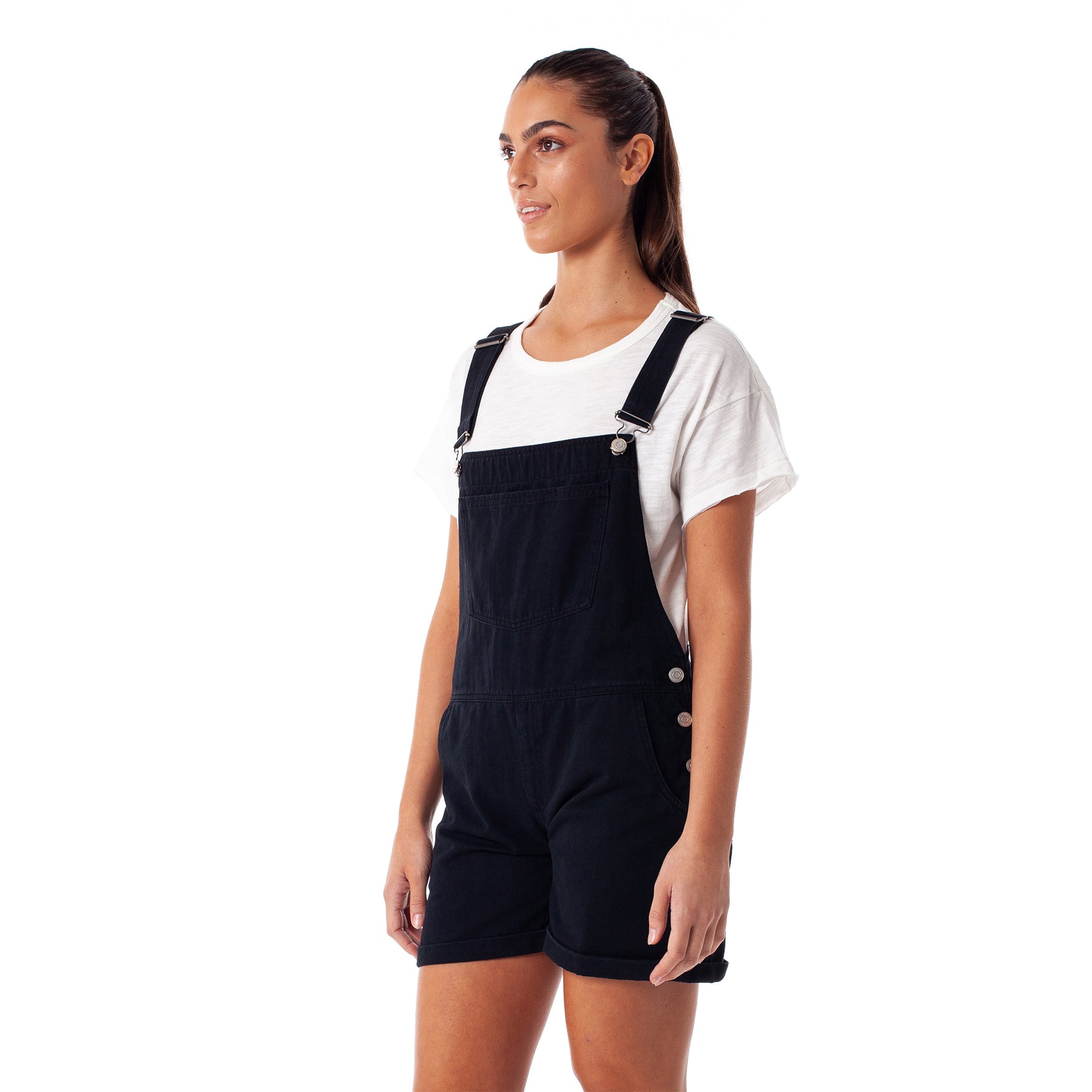 PRUE Regular Fit Denim Dungarees - Black