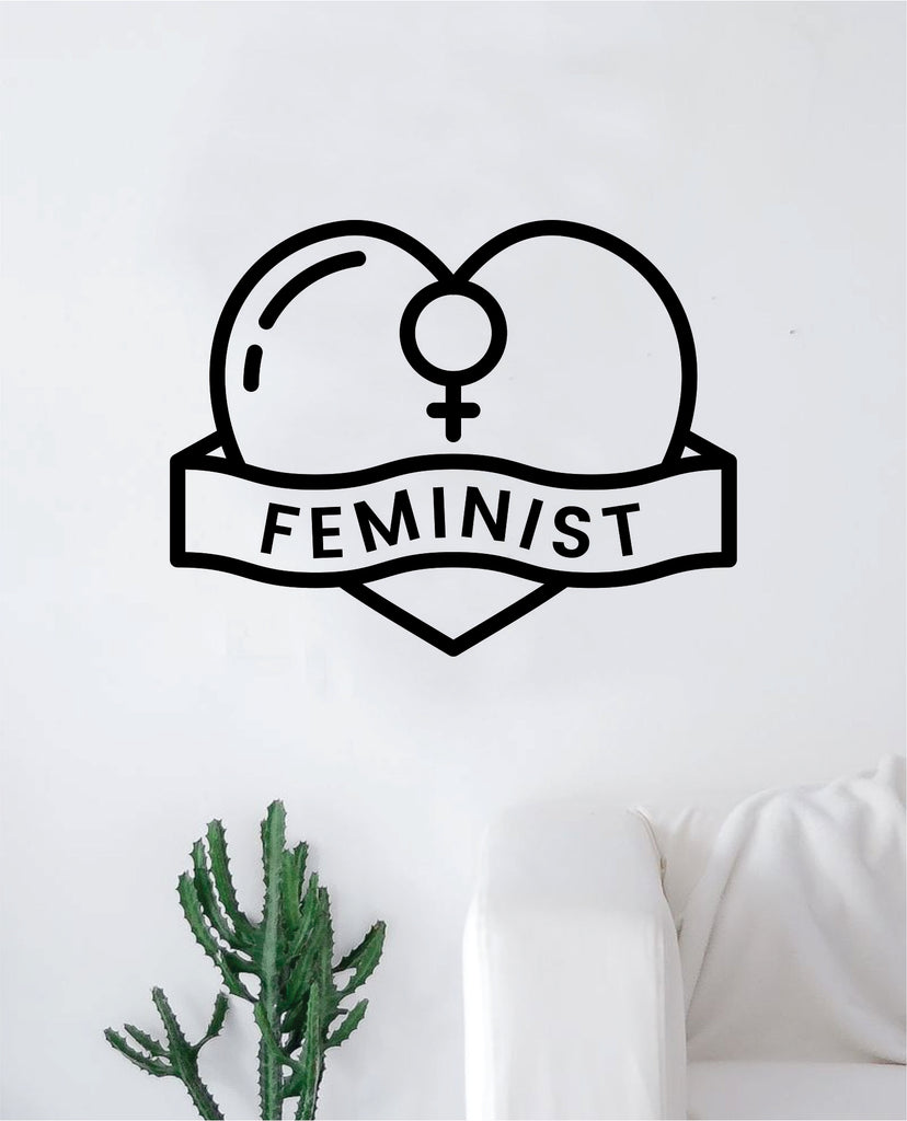 Feminist Heart Girl Power Wall Decal Sticker Vinyl Art Bedroom Living Room Decor Decoration Teen Quote Inspirational Motivational Cute Lady Woman
