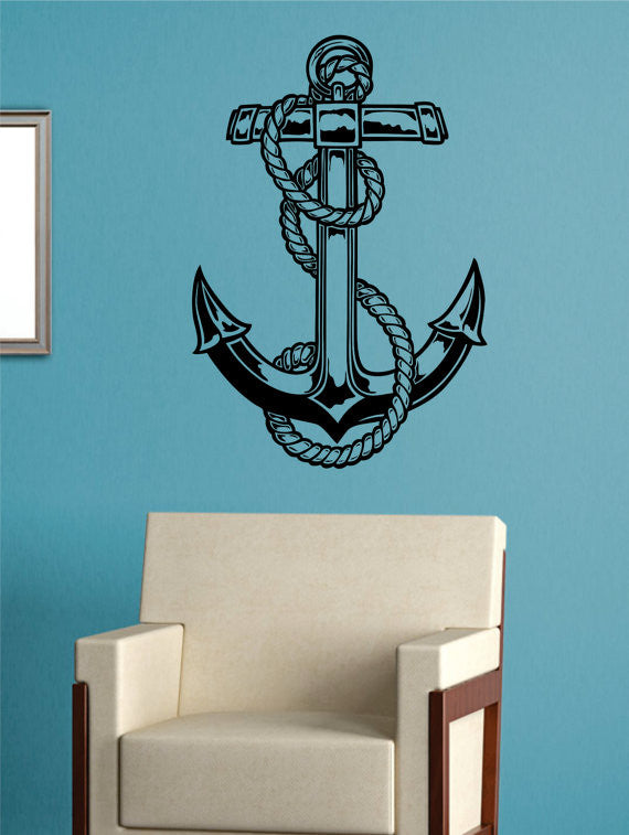 Anchor Version 4 Nautical Ocean Beach Decal Sticker Wall Vinyl Art Dec ...