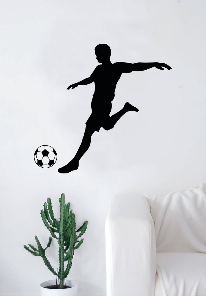 Soccer Player Silhouette V2 Decal Sticker Wall Vinyl Art Decor Home Bedroom Sports Futbol World Cup Fifa Teen Kids Baby Nursery