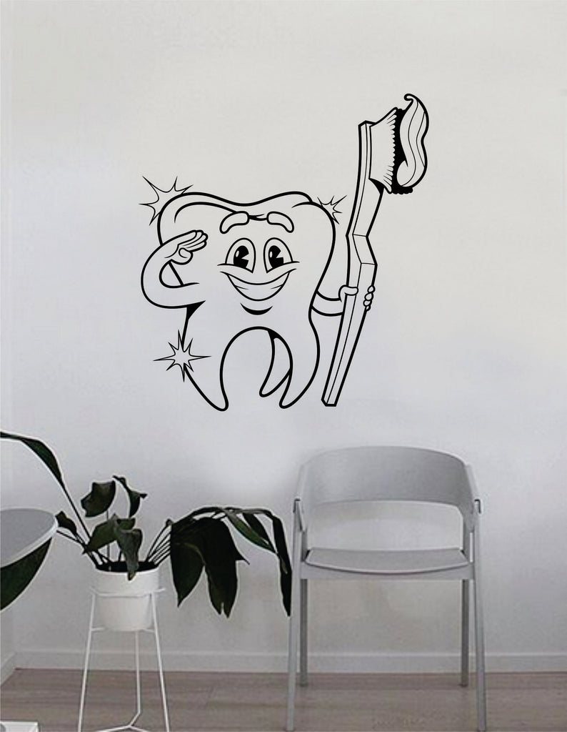 Tooth And Tooth Brush Dentist Dental Quote Wall Decal Sticker Room Bedroom Art Vinyl Inspirational Decor Motivational Inspirational Office