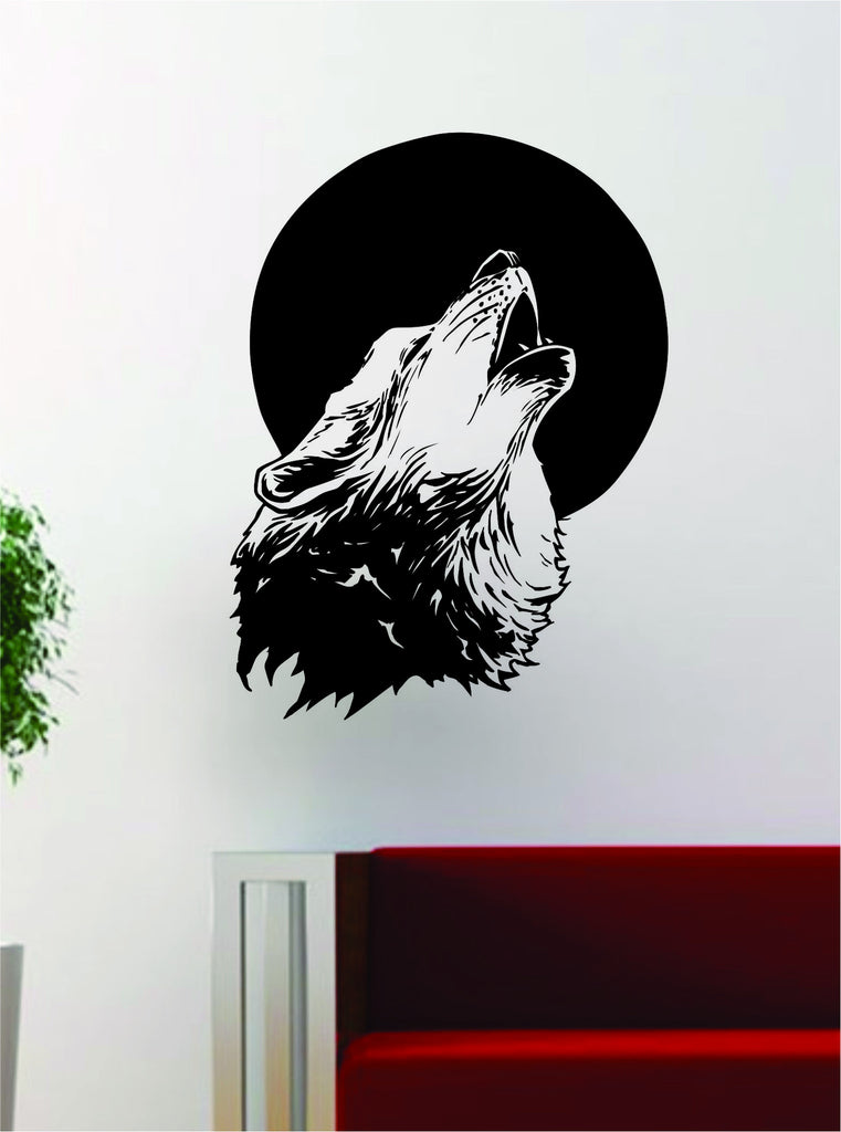 Wolf Howling Moon Design Decal Sticker Wall Vinyl Art Home Room Decor ...