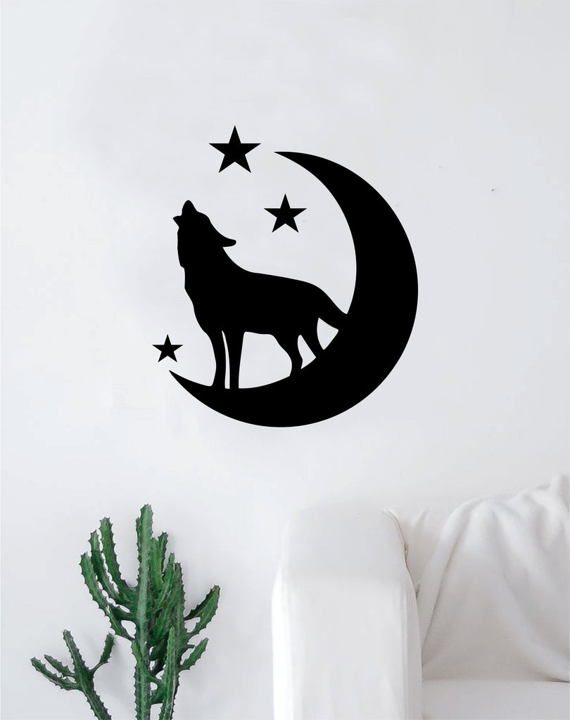 Wolf Moon Stars Decal Sticker Wall Vinyl Art Wall Bedroom Room Decor D ...