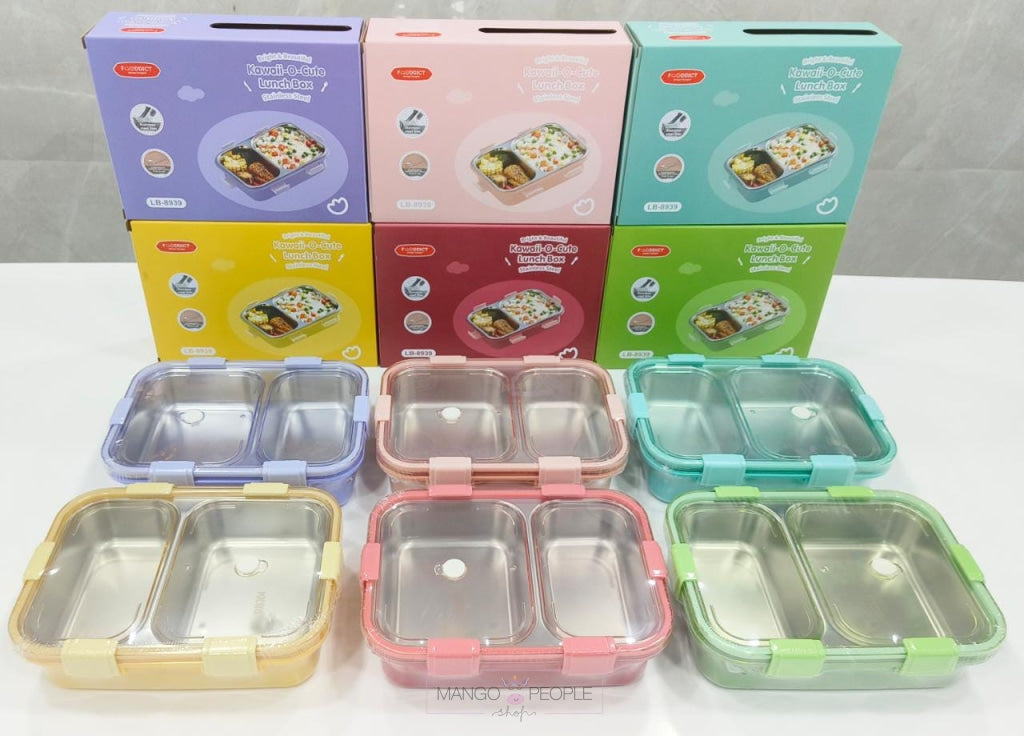 Plastic And Stainless Steel Multicolor 4 Compartment Lunch Box, For School  / Office / Home