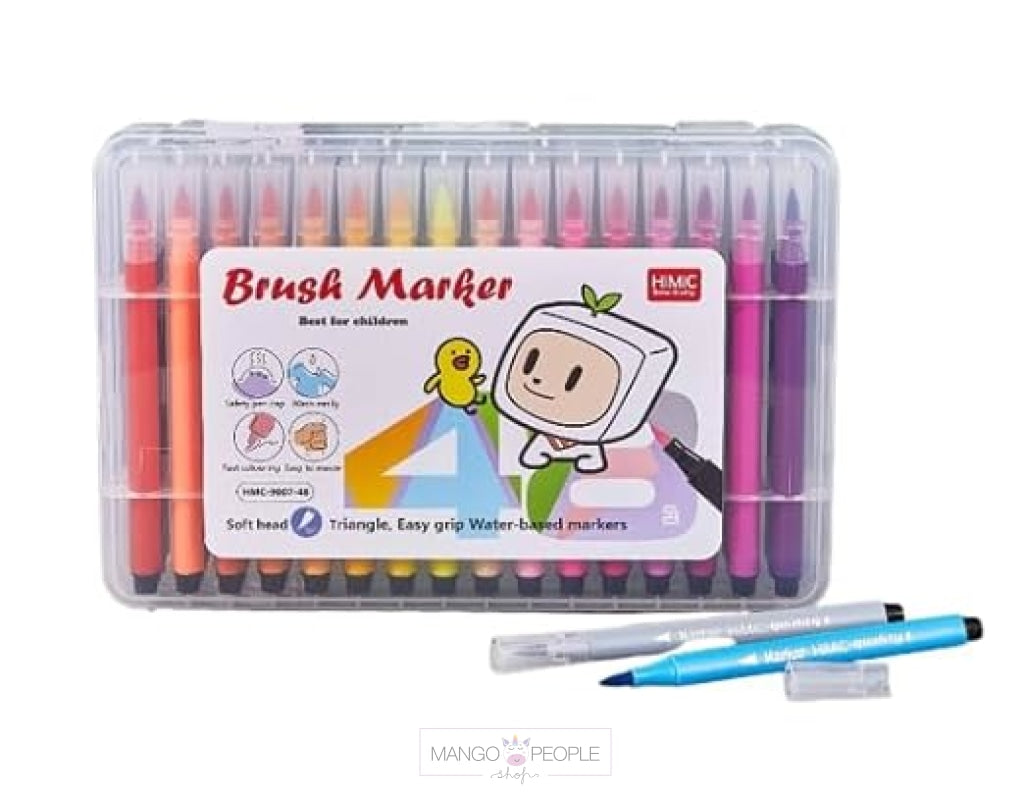 TongFu Washable Markers for Kids, 48 Colors Brush Markers, Colorful Pen  Holder Easy for Kids to Grasp, Drawing Marker Set, Safe and Odorless,  Artist