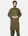 Olive Green Stitched Kameez Shalwar (AMW-WSK-005) Annafeu Apparels