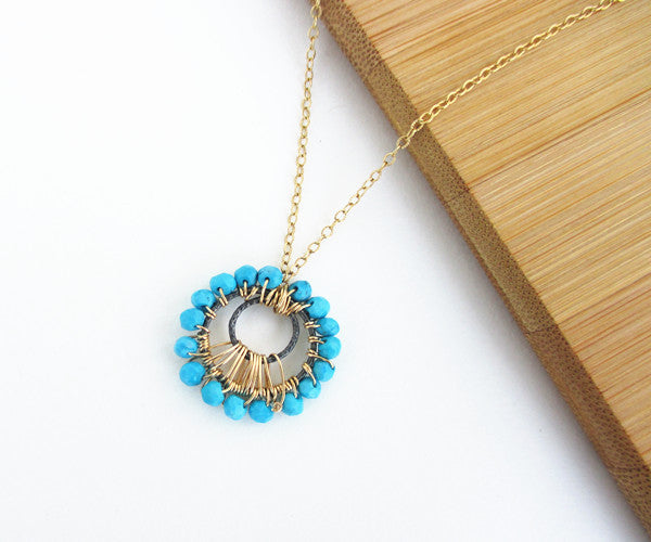 turquoise sunburst necklace