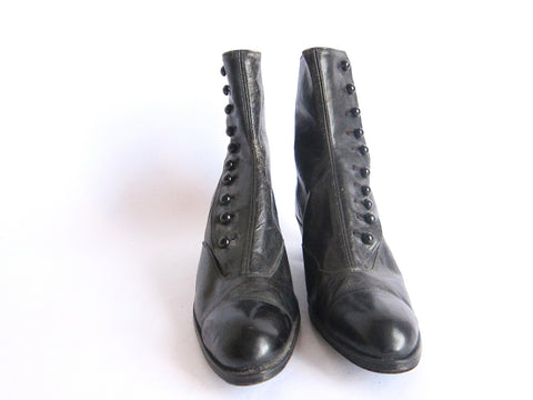 Victorian Boots, Steampunk Boots, Black Leather Boots – Yesteryear ...
