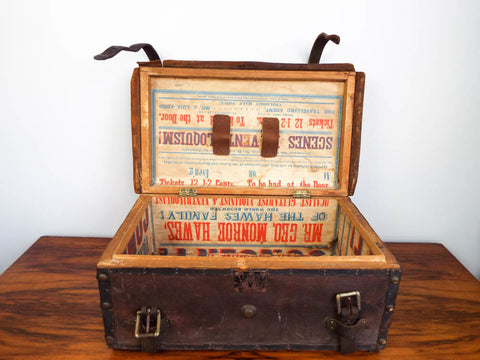 Vintage Wood Metal Steamer Trunk Chest coffee table storage box