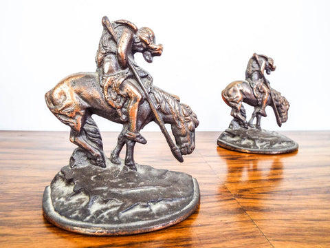 Vintage 19s Western Indian Horse Bookends End Of The Trail After James Fraser Yesteryear Essentials