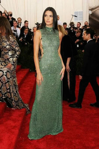 Kendall Jenner in a sparkly green dress