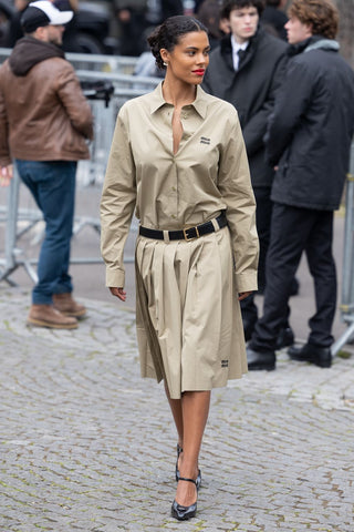 Khaki office wear attire