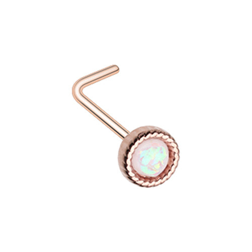 Golden & Rose Gold Glitter Opal Round Shape L-Shape & Stud Nose Ring