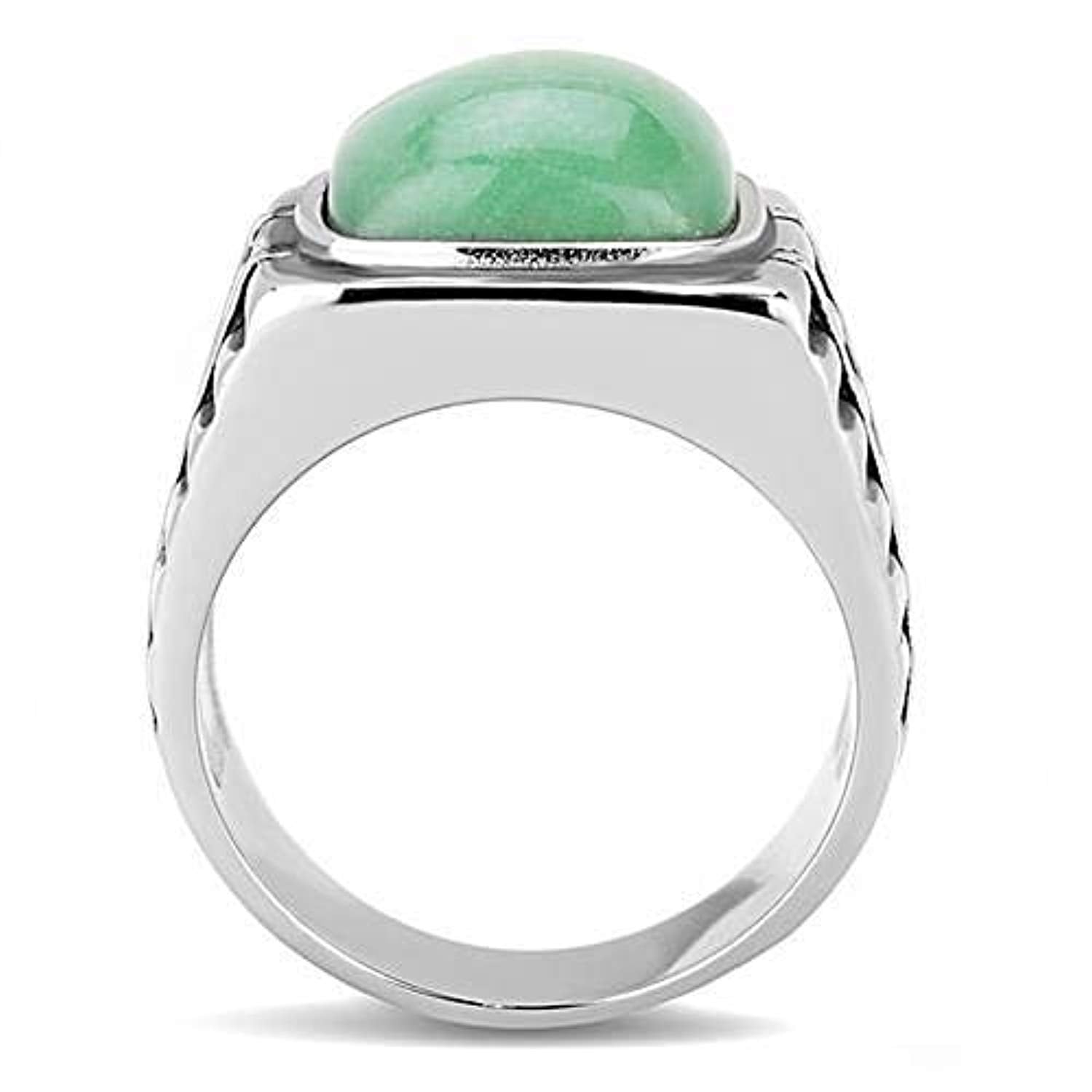 WildKlass Stainless Steel Ring High Polished Men Synthetic Emerald