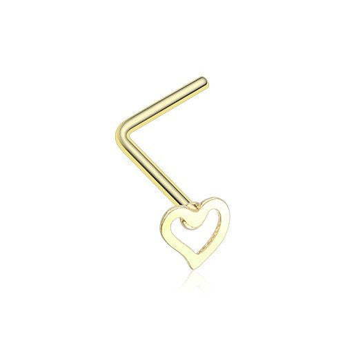 Dainty Heart Icon L-Shaped Nose Ring 316L Surgical Steel – WildKlass ...